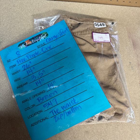 Free People One Penny Tie Waist Short SZ 8 Womens Tan Boho Comfort 100% Cotton - Picture 8 of 8